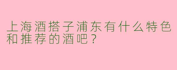 上海酒搭子浦东有什么特色和推荐的酒吧?