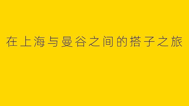 在上海与曼谷之间的搭子之旅