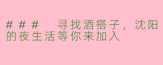 ### 寻找酒搭子，沈阳的夜生活等你来加入