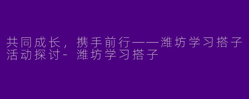 共同成长，携手前行——潍坊学习搭子活动探讨-潍坊学习搭子