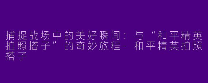 捕捉战场中的美好瞬间：与“和平精英拍照搭子”的奇妙旅程-和平精英拍照搭子