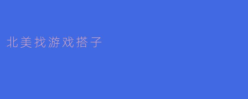 北美找游戏搭子