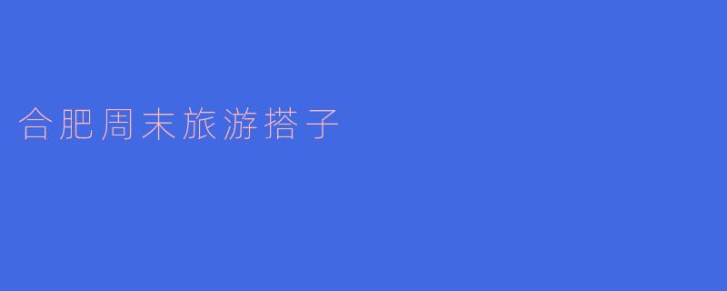周末我想去合肥旅游,有什么推荐的搭子活动吗?