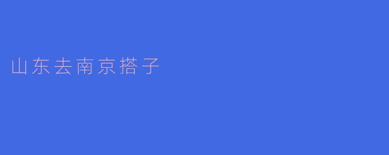 从山东去南京搭子怎么安排比较好?
