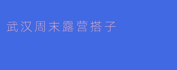 武汉哪里适合周末露营,有没有推荐的搭子活动?