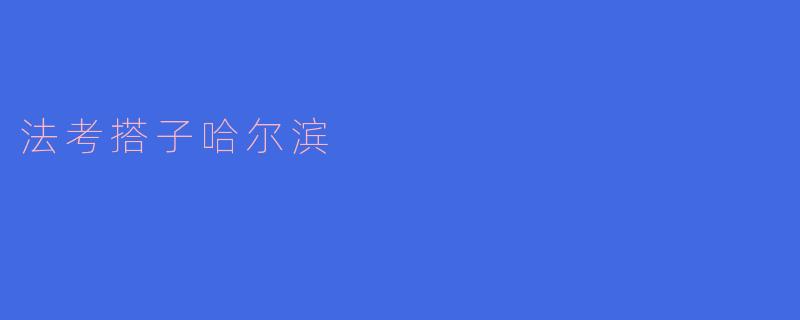 法考搭子哈尔滨