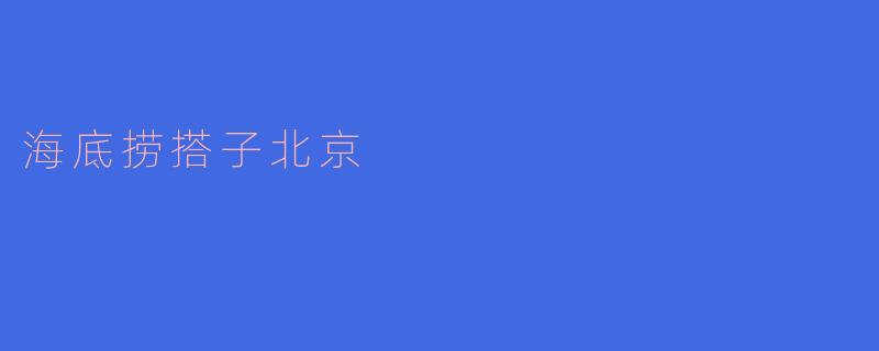 海底捞搭子北京：共享美味与快乐的火锅新体验
