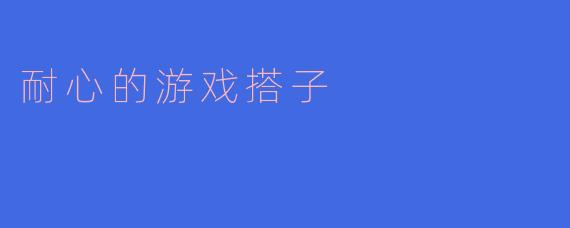 ### 在游戏世界中寻找耐心的搭子