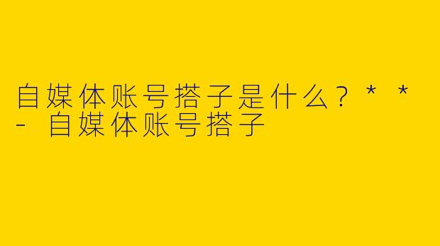 自媒体账号搭子是什么？**-自媒体账号搭子