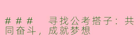 ### 寻找公考搭子：共同奋斗，成就梦想