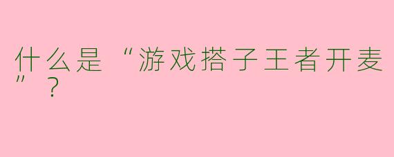 什么是“游戏搭子王者开麦”？  