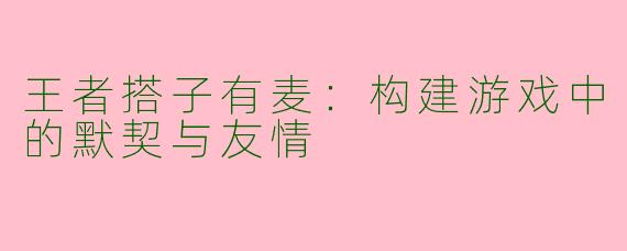 王者搭子有麦：构建游戏中的默契与友情