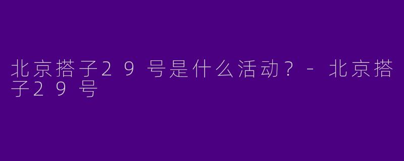 北京搭子29号是什么活动?