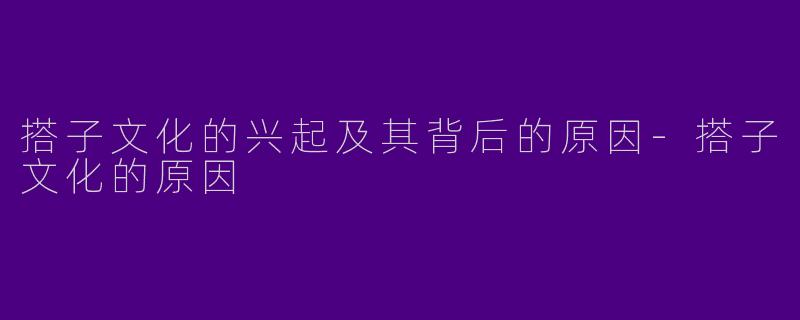 搭子文化的兴起及其背后的原因-搭子文化的原因