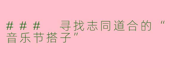 ### 寻找志同道合的“音乐节搭子”