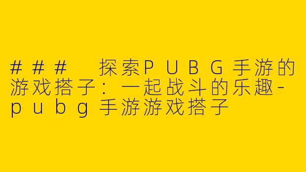 ### 探索PUBG手游的游戏搭子：一起战斗的乐趣