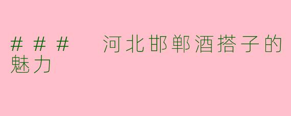 ### 河北邯郸酒搭子的魅力