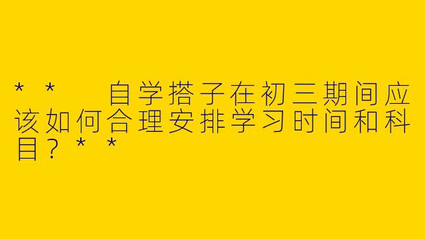 ** 自学搭子在初三期间应该如何合理安排学习时间和科目？**