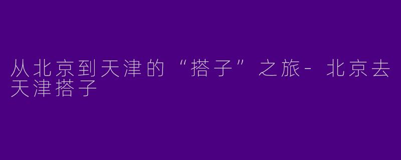 从北京到天津的“搭子”之旅-北京去天津搭子