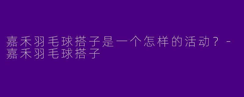 嘉禾羽毛球搭子是一个怎样的活动？-嘉禾羽毛球搭子