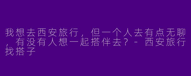 我想去西安旅行，但一个人去有点无聊，有没有人想一起搭伴去？