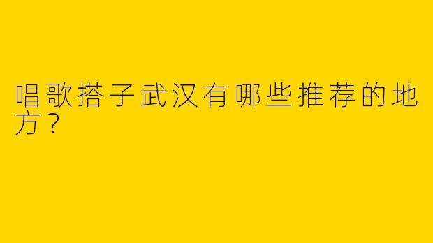 唱歌搭子武汉有哪些推荐的地方？