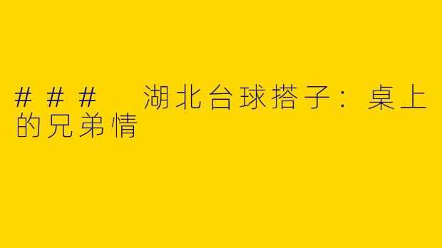 ### 湖北台球搭子：桌上的兄弟情