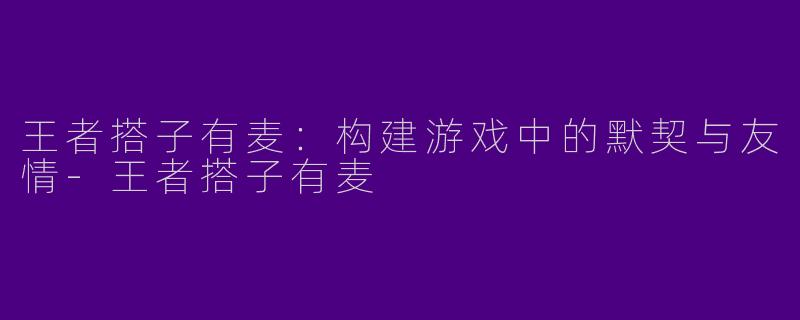 王者搭子有麦：构建游戏中的默契与友情-王者搭子有麦