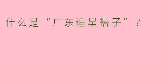 什么是“广东追星搭子”？  