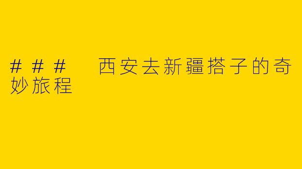 ### 西安去新疆搭子的奇妙旅程