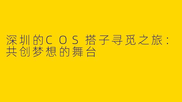 深圳的COS搭子寻觅之旅：共创梦想的舞台