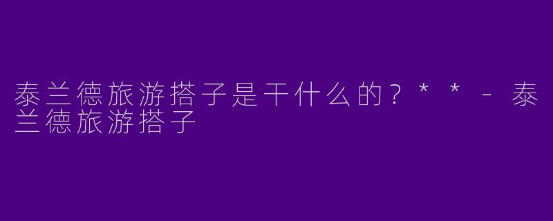 泰兰德旅游搭子是干什么的？**