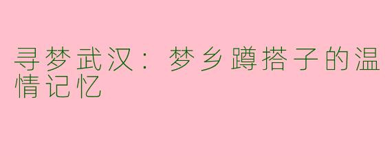 寻梦武汉：梦乡蹲搭子的温情记忆