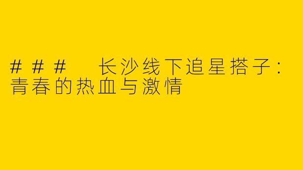 ### 长沙线下追星搭子：青春的热血与激情