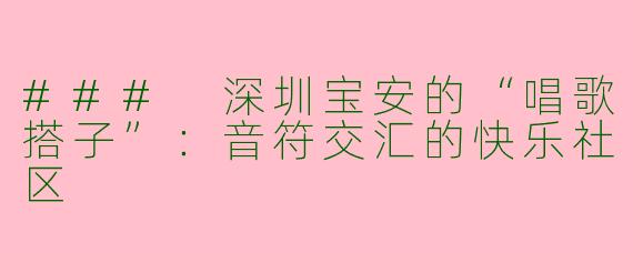 ### 深圳宝安的“唱歌搭子”：音符交汇的快乐社区