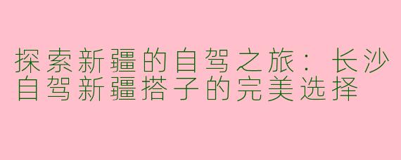 探索新疆的自驾之旅：长沙自驾新疆搭子的完美选择