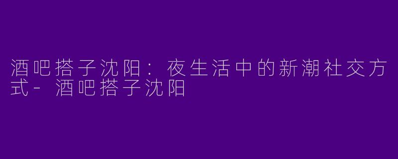 酒吧搭子沈阳:夜生活中的新潮社交方式