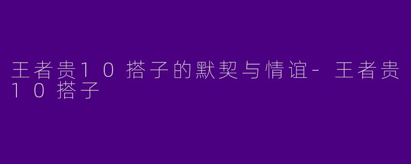 王者贵10搭子的默契与情谊-王者贵10搭子