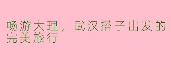 畅游大理，武汉搭子出发的完美旅行