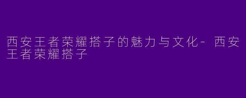 西安王者荣耀搭子的魅力与文化
