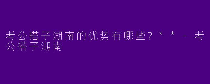 考公搭子湖南的优势有哪些?**