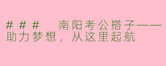 ### 南阳考公搭子——助力梦想，从这里起航
