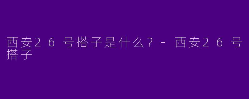 西安26号搭子是什么？