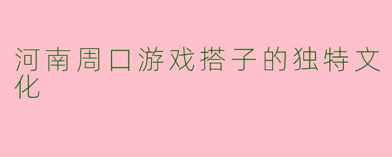 河南周口游戏搭子的独特文化
