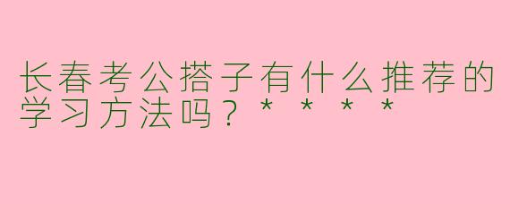 长春考公搭子有什么推荐的学习方法吗？****