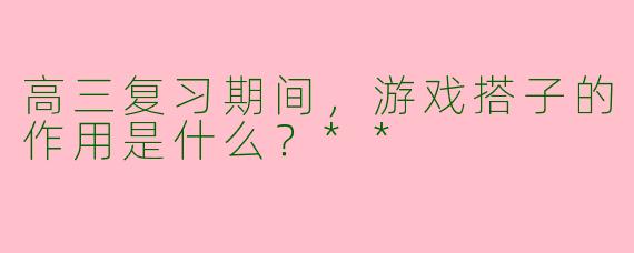 高三复习期间，游戏搭子的作用是什么？**