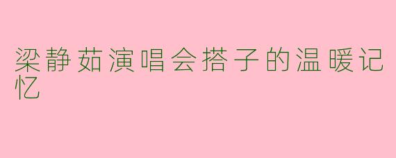 梁静茹演唱会搭子的温暖记忆