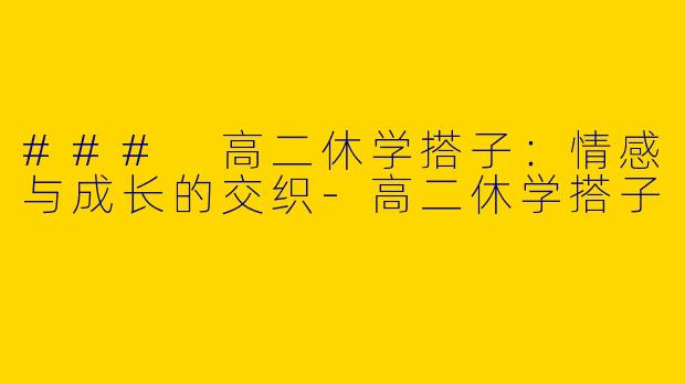 ### 高二休学搭子：情感与成长的交织-高二休学搭子