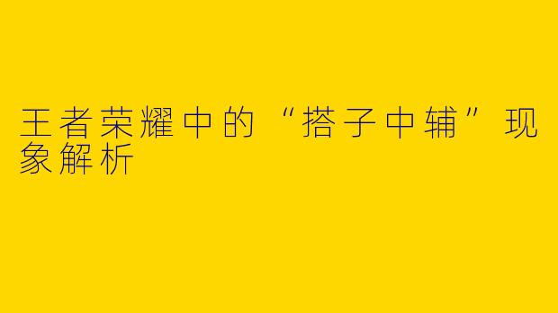 王者荣耀中的“搭子中辅”现象解析