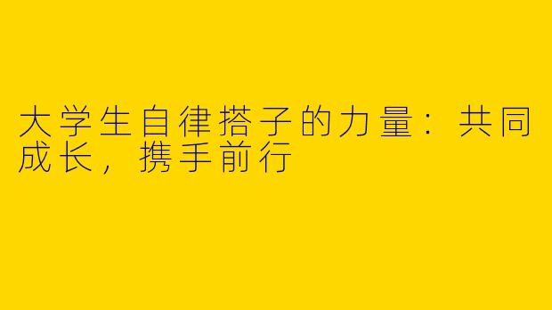 大学生自律搭子的力量：共同成长，携手前行